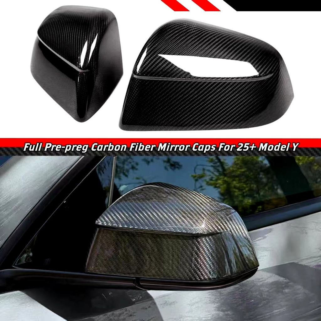 Brand New 2025-2026 Tesla Model Y Juniper Real Carbon Fiber Car Side Mirror Add On Cover Caps