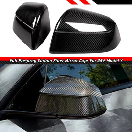 Brand New 2025-2026 Tesla Model Y Juniper Real Carbon Fiber Car Side Mirror Add On Cover Caps