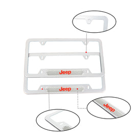 Brand New Universal 2PCS JEEP Silver Metal License Plate Frame