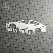 Load image into Gallery viewer, Brand New Tesla Model 3 Car Window Vinyl Decal White Windshield Sticker 2&quot; x4.25