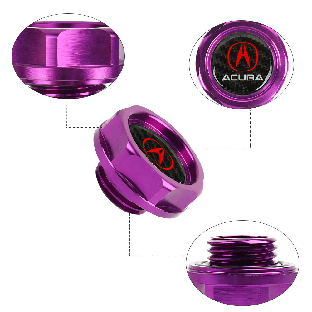 Brand New Acura Purple Engine Oil Cap With Real Carbon Fiber Acura Sticker Emblem For Acura