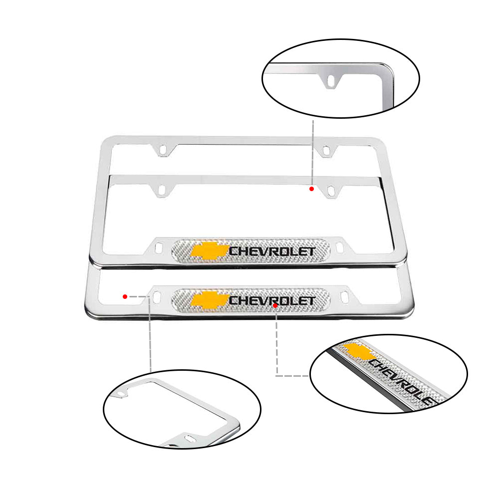 Brand New Universal 2PCS Chevrolet Chrome Metal License Plate Frame