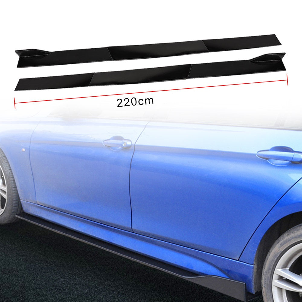 Brand New 6PCS Universal Glossy Black Car Side Skirt Extension Rocker Panel Body Lip Splitters