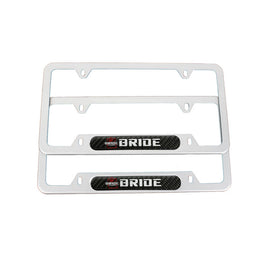 Brand New Universal 2PCS BRIDE Silver Metal License Plate Frame