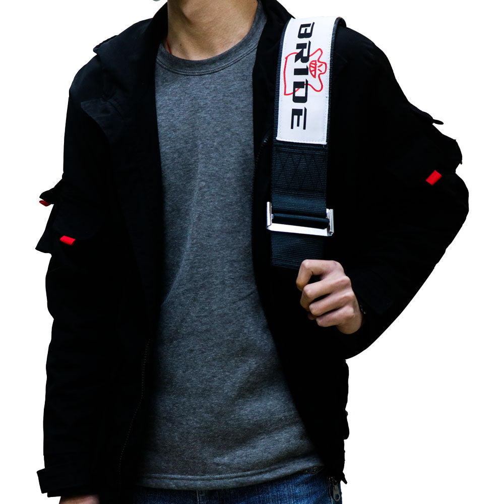 Brand New JDM Bride Racing Black Harness Adjustable Shoulder Strap Bac ...