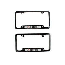Brand New Universal 2PCS Bride Glossy Black Metal License Plate Frame