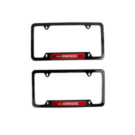 Brand New Universal 2PCS Bride Glossy Black Metal License Plate Frame