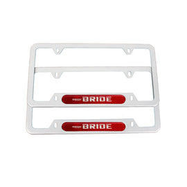 Brand New Universal 2PCS BRIDE Silver Metal License Plate Frame