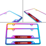 Brand New Universal 2PCS Bride Neo Chrome Metal License Plate Frame