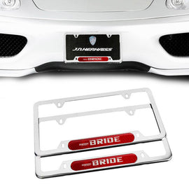Brand New Universal 2PCS BRIDE Chrome Metal License Plate Frame