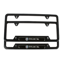 Brand New Universal 2PCS BUICK Carbon Fiber Look Metal License Plate Frame
