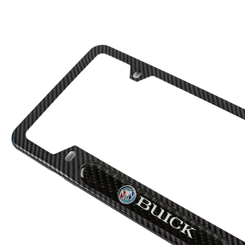 Brand New Universal 2PCS BUICK Carbon Fiber Look Metal License Plate Frame