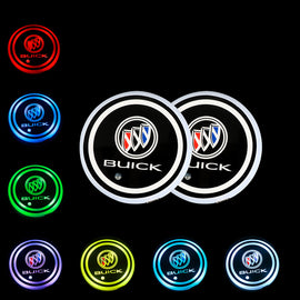 BRAND NEW UNIVERSAL V2 2PCS BUICK Switchable Seven Colorful LED Car Cup Holder Mat Coaster Pad