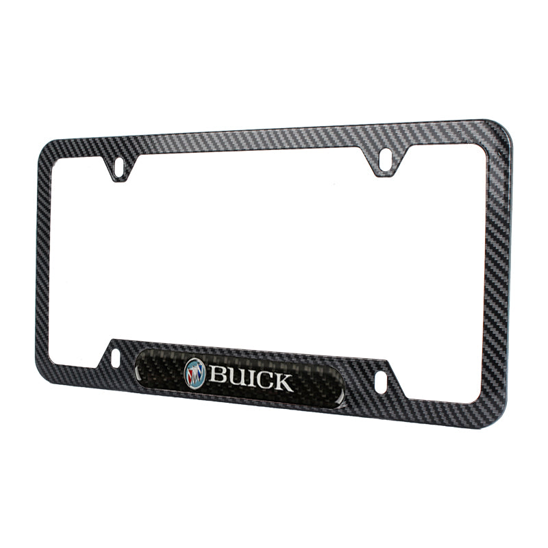 Brand New Universal 2PCS BUICK Carbon Fiber Look Metal License Plate Frame