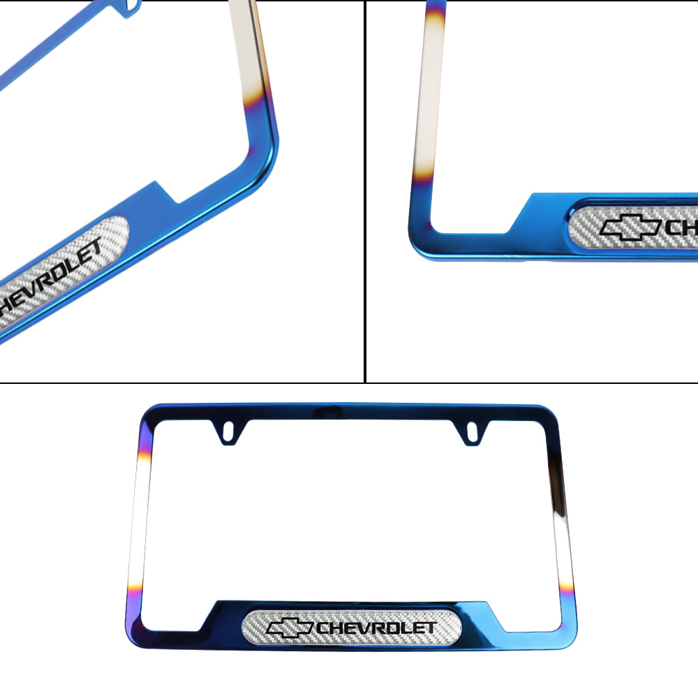 Brand New Universal 1PCS Chevrolet Titanium Burnt Blue Metal License Plate Frame