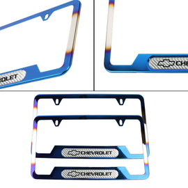 Brand New Universal 2PCS Chevrolet Titanium Burnt Blue Metal License Plate Frame