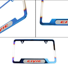 Load image into Gallery viewer, Brand New Universal 1PCS CIVIC Titanium Burnt Blue Metal License Plate Frame