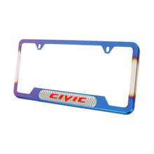 Load image into Gallery viewer, Brand New Universal 1PCS CIVIC Titanium Burnt Blue Metal License Plate Frame