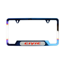 Load image into Gallery viewer, Brand New Universal 1PCS CIVIC Titanium Burnt Blue Metal License Plate Frame