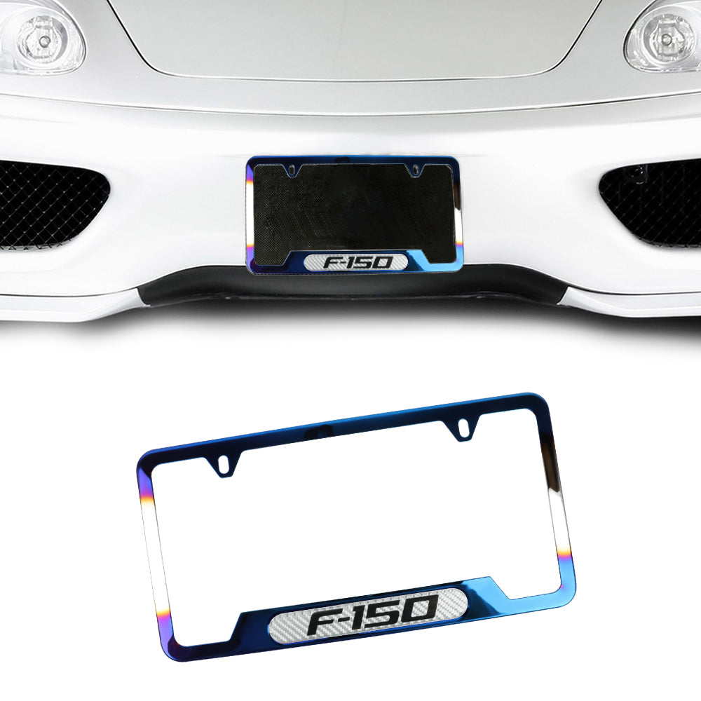 Brand New Universal 1PCS F-150 Titanium Burnt Blue Metal License Plate Frame