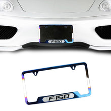 Load image into Gallery viewer, Brand New Universal 2PCS F-150 Titanium Burnt Blue Metal License Plate Frame