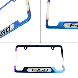 Brand New Universal 1PCS F-150 Titanium Burnt Blue Metal License Plate Frame