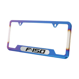 Brand New Universal 1PCS F-150 Titanium Burnt Blue Metal License Plate Frame