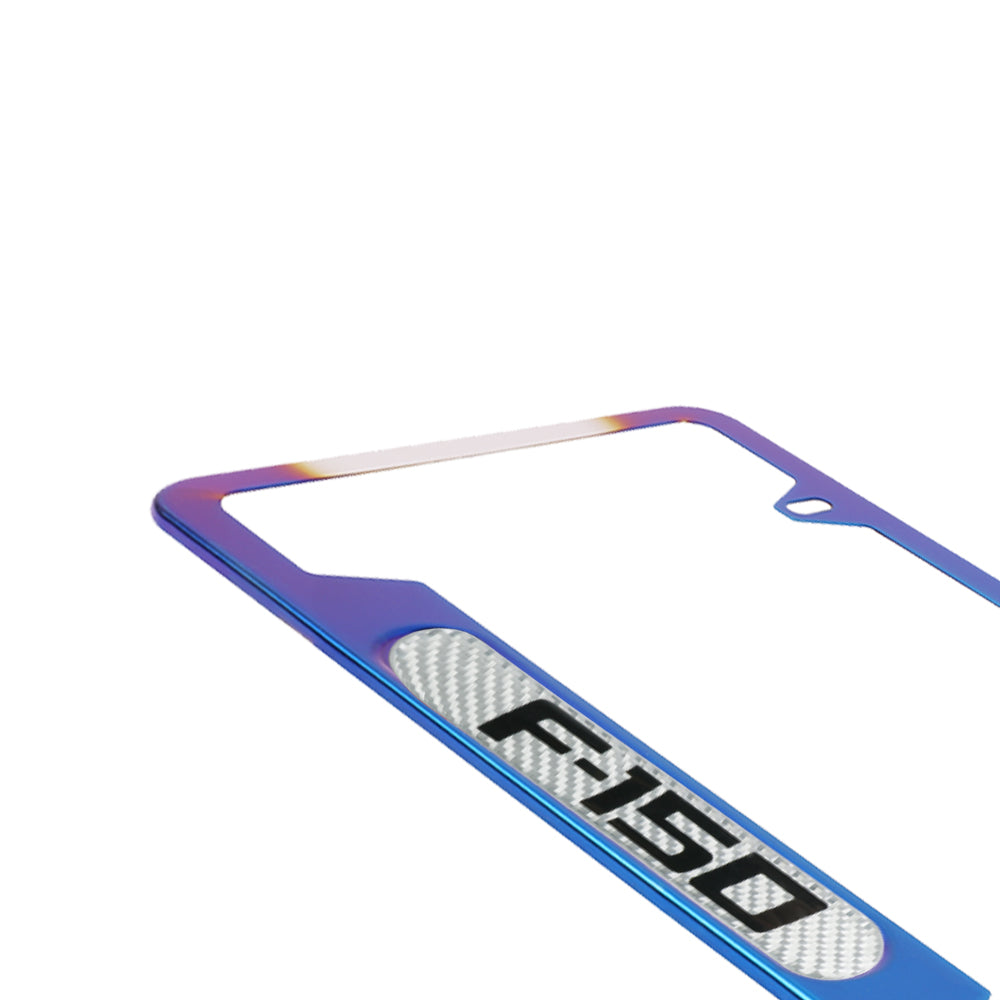 Brand New Universal 1PCS F-150 Titanium Burnt Blue Metal License Plate Frame