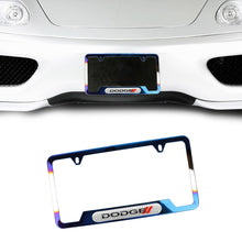 Load image into Gallery viewer, Brand New Universal 1PCS Dodge Titanium Burnt Blue Metal License Plate Frame