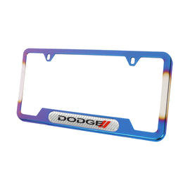 Brand New Universal 1PCS Dodge Titanium Burnt Blue Metal License Plate Frame
