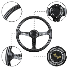 Load image into Gallery viewer, BRAND NEW UNIVERSAL 350MM 14&#39;&#39; Carbon Fiber Look Style Acrylic Deep Dish 6 Holes Steering Wheel w/Horn Button Cover