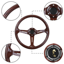 Load image into Gallery viewer, BRAND NEW UNIVERSAL 350MM 14&#39;&#39; Dark Wood Style Acrylic Deep Dish 6 Holes Steering Wheel w/Horn Button Cover