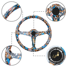 Load image into Gallery viewer, BRAND NEW UNIVERSAL 350MM 14&#39;&#39; Stickerbomb Style Acrylic Deep Dish 6 Holes Steering Wheel w/Horn Button Cover