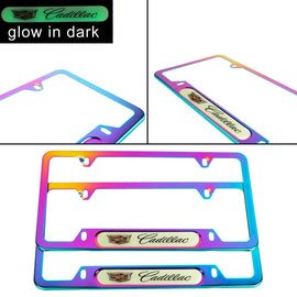 Brand New Universal 2PCS Cadillac Neo Chrome Metal License Plate Frame