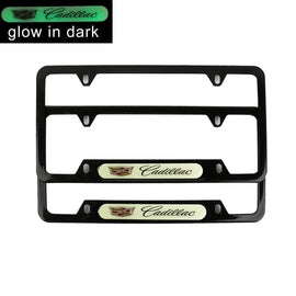 Brand New Universal 2PCS CADILLAC Black Metal License Plate Frame