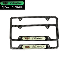 Brand New Universal 2PCS Cadillac Carbon Fiber Style Metal License Plate Frame