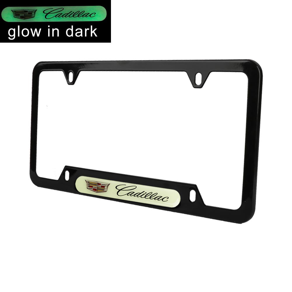 Brand New Universal 2PCS CADILLAC Black Metal License Plate Frame