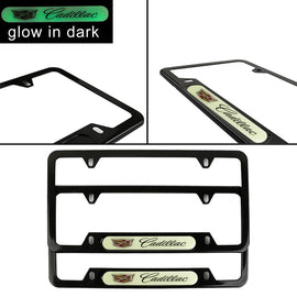 Brand New Universal 2PCS CADILLAC Black Metal License Plate Frame