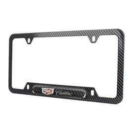 Brand New Universal 1PCS CADILLAC Carbon Fiber Look Metal License Plate Frame