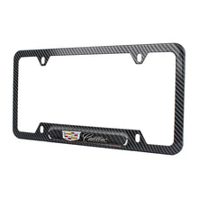 Load image into Gallery viewer, Brand New Universal 2PCS CADILLAC Carbon Fiber Look Metal License Plate Frame