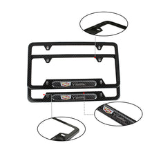Load image into Gallery viewer, Brand New Universal 2PCS CADILLAC Carbon Fiber Look Metal License Plate Frame