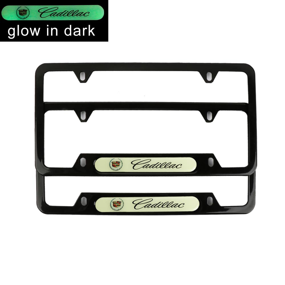 Brand New Universal 2PCS CADILLAC Black Metal License Plate Frame