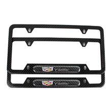 Load image into Gallery viewer, Brand New Universal 2PCS CADILLAC Carbon Fiber Look Metal License Plate Frame