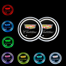 Load image into Gallery viewer, BRAND NEW UNIVERSAL V2 2PCS CADILLAC Switchable Seven Colorful LED Car Cup Holder Mat Coaster Pad