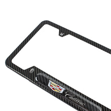 Load image into Gallery viewer, Brand New Universal 2PCS CADILLAC Carbon Fiber Look Metal License Plate Frame