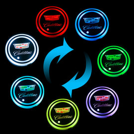 BRAND NEW UNIVERSAL V2 2PCS CADILLAC Switchable Seven Colorful LED Car Cup Holder Mat Coaster Pad
