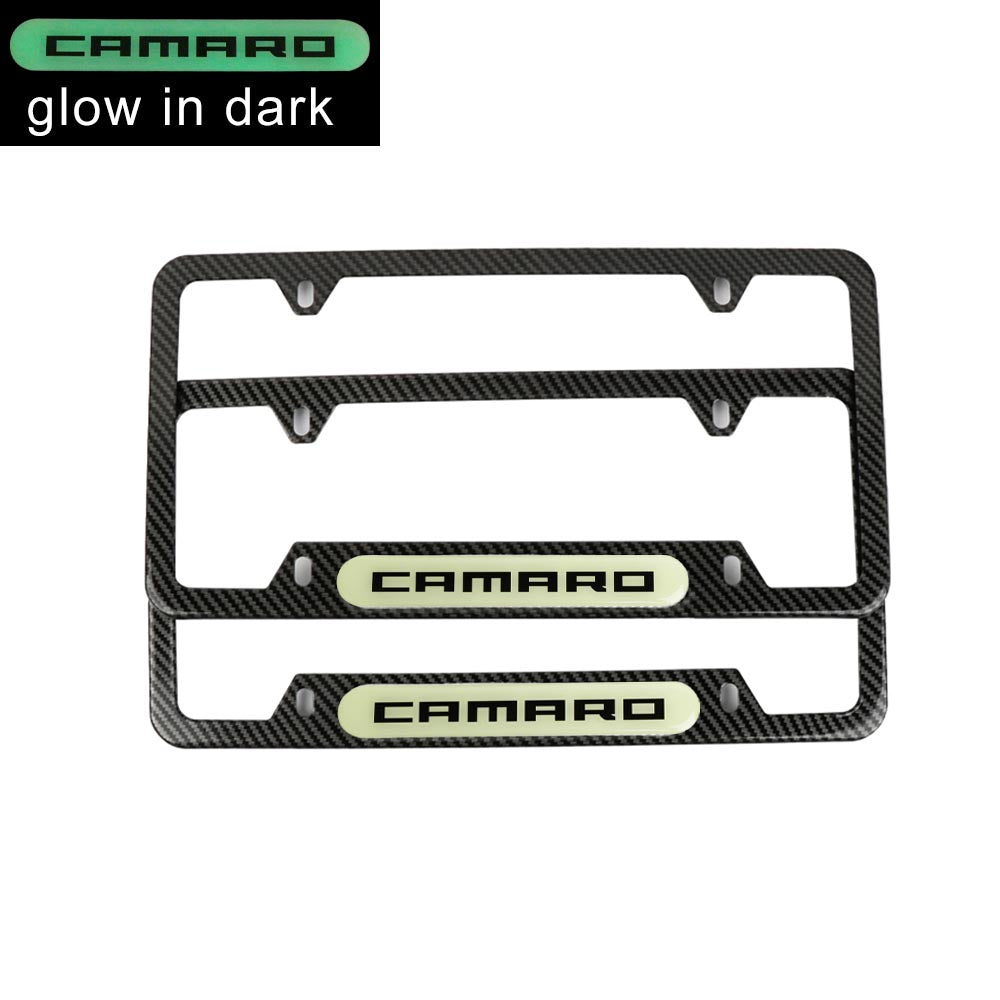 Brand New Universal 2PCS Camaro Carbon Fiber Style Metal License Plate Frame