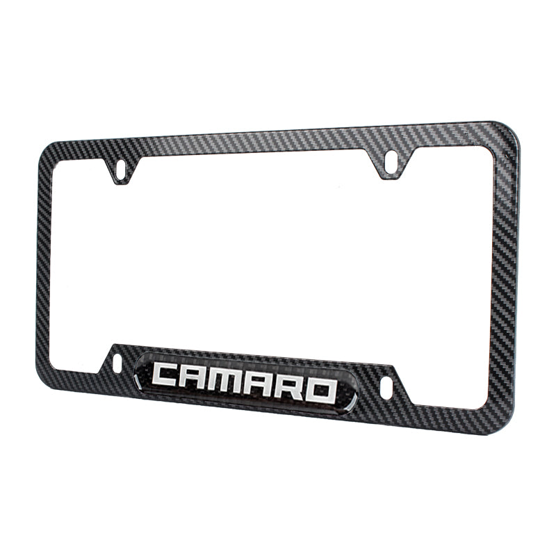 Brand New Universal 2PCS Camaro Carbon Fiber Look Metal License Plate Frame