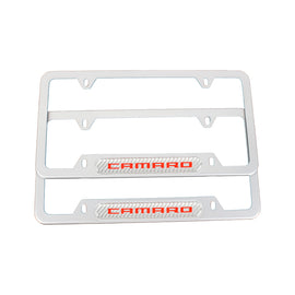 Brand New Universal 2PCS Camaro Silver Metal License Plate Frame