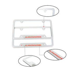 Brand New Universal 2PCS Camaro Silver Metal License Plate Frame